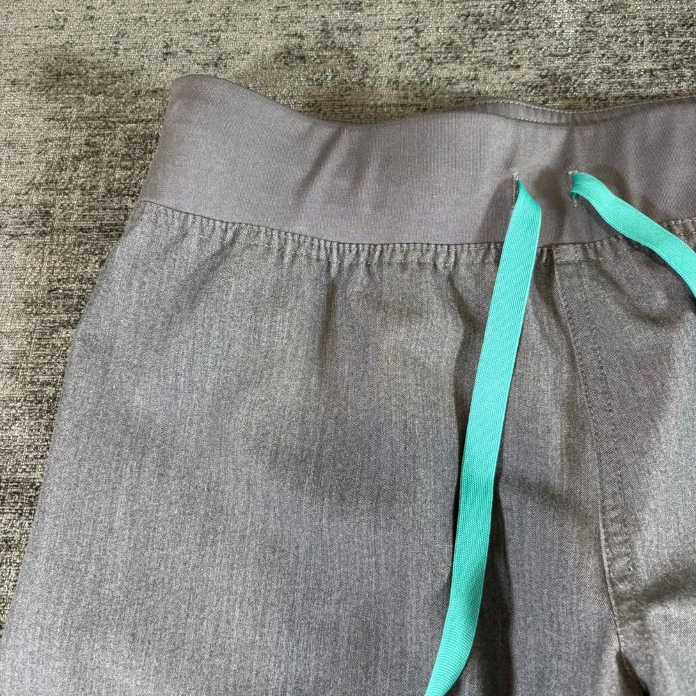 FIGS Scrub Pants Womens XS Grey Technical Collection Teal Drawstring Yoga Waist - Picture 9 of 13